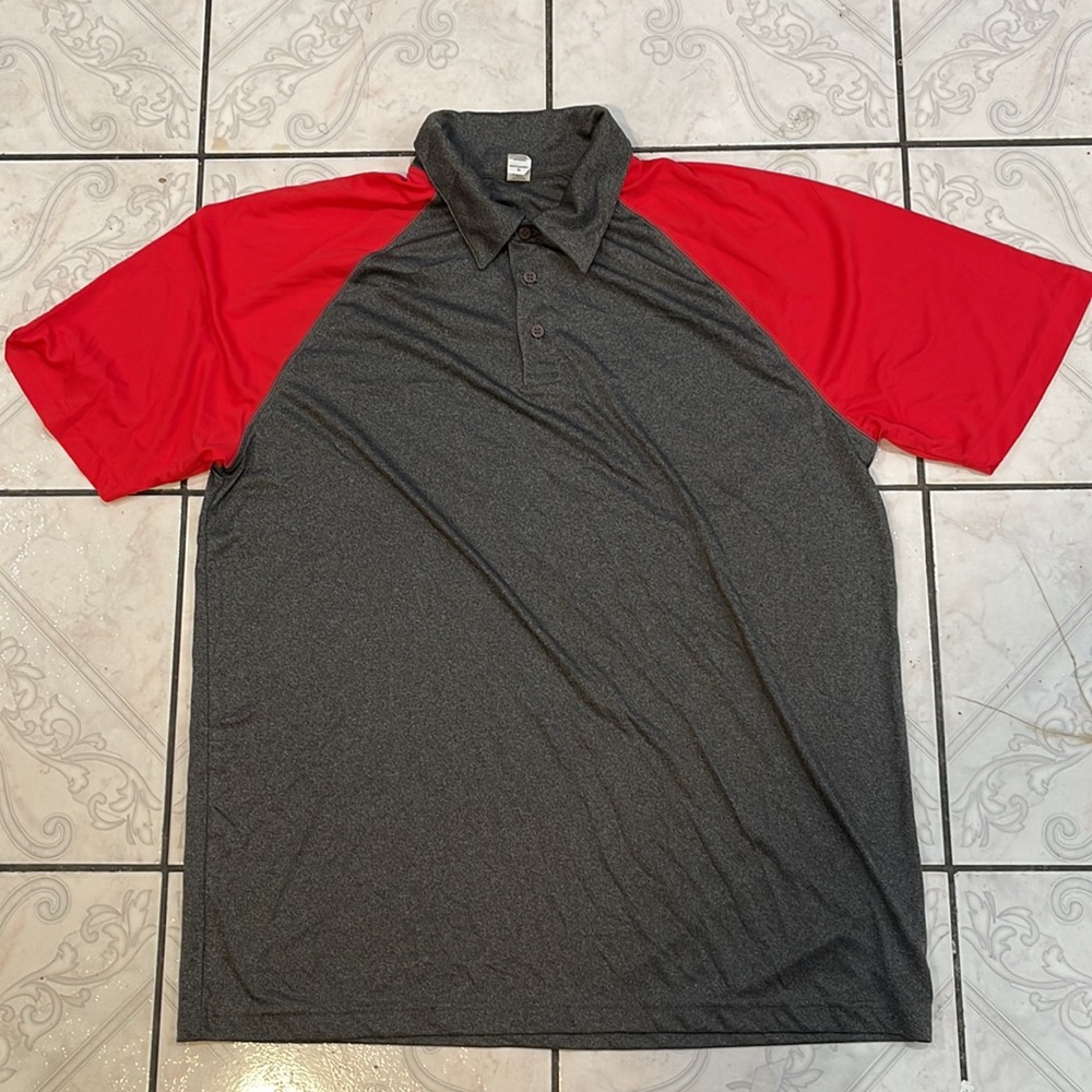 XL Alo Polo Grey and Red short sleeve